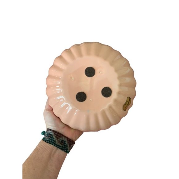 Haeger Floral Pottery MCM Ribbed Shallow Pink Vase Planter w Sticker 8" x 3" - Picture 3 of 8